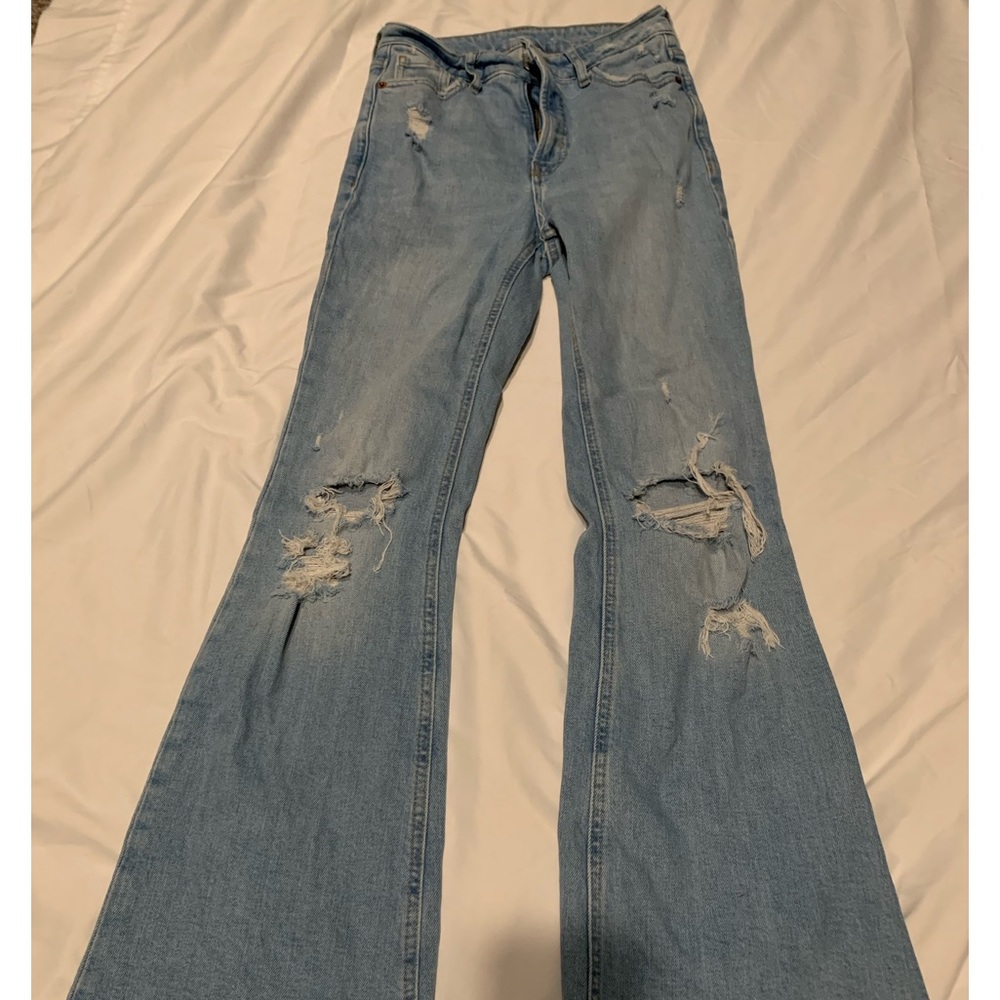 Light wash light blue denim